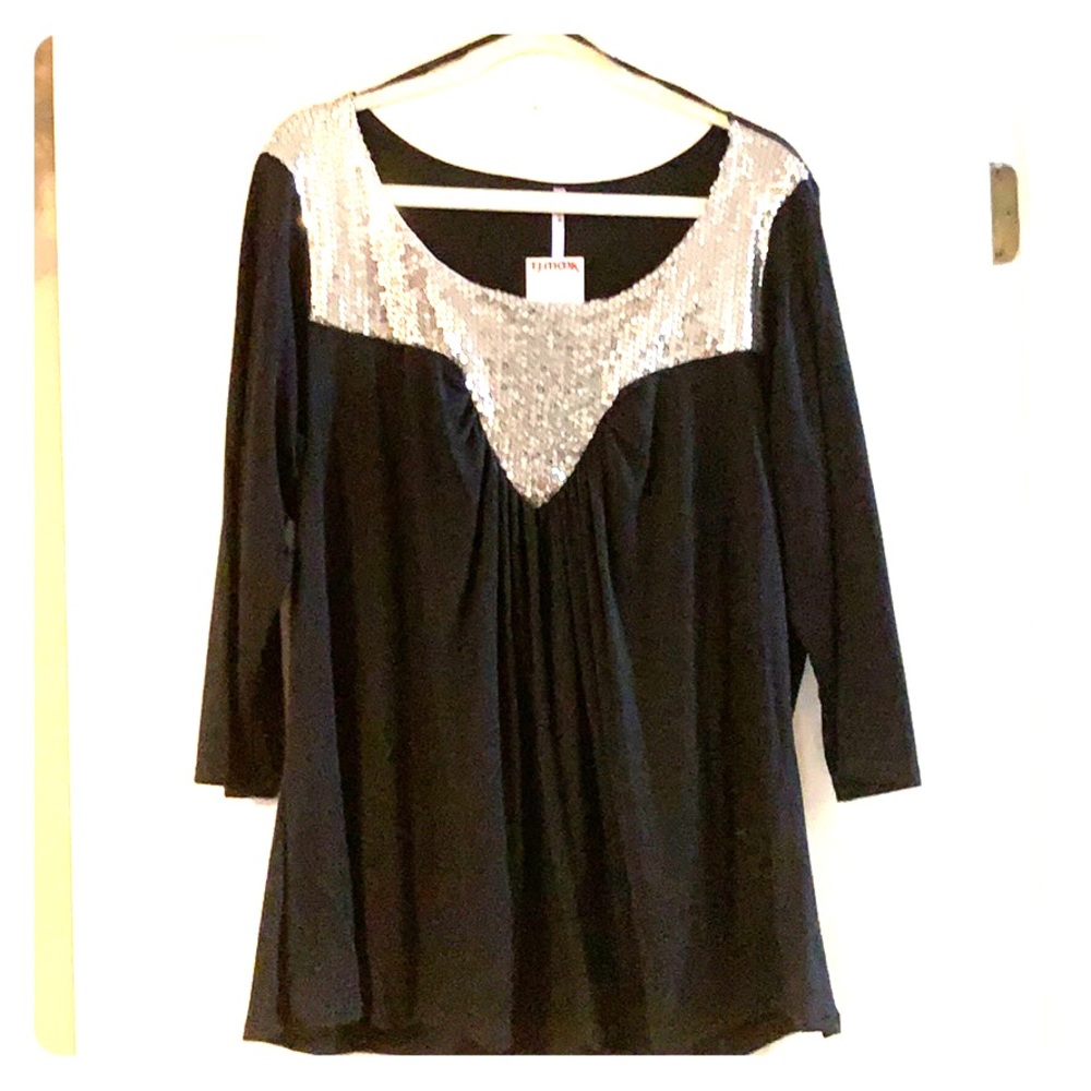 NWT, silver sequin top